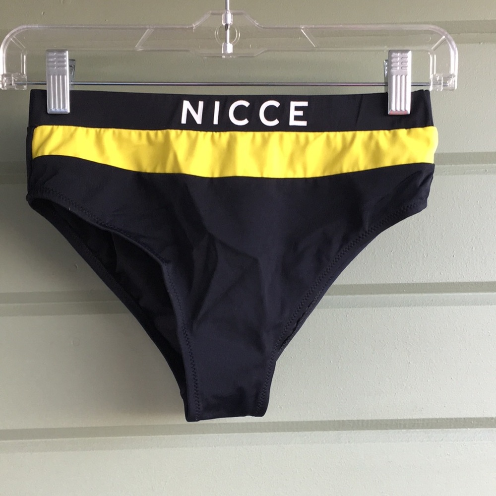NICCE Black & Yellow High-Waisted Bikini Bottoms